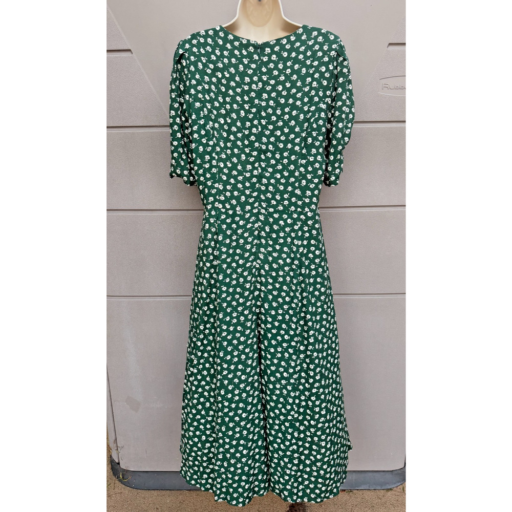 Reformation Lacey Green Floral Midi Dress Sz 12 Puff Sleeve Cottagecore Prairie - Picture 6 of 12